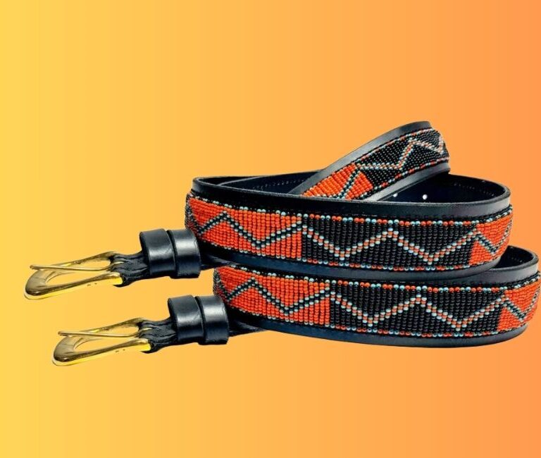 best African beaded leather dog collars